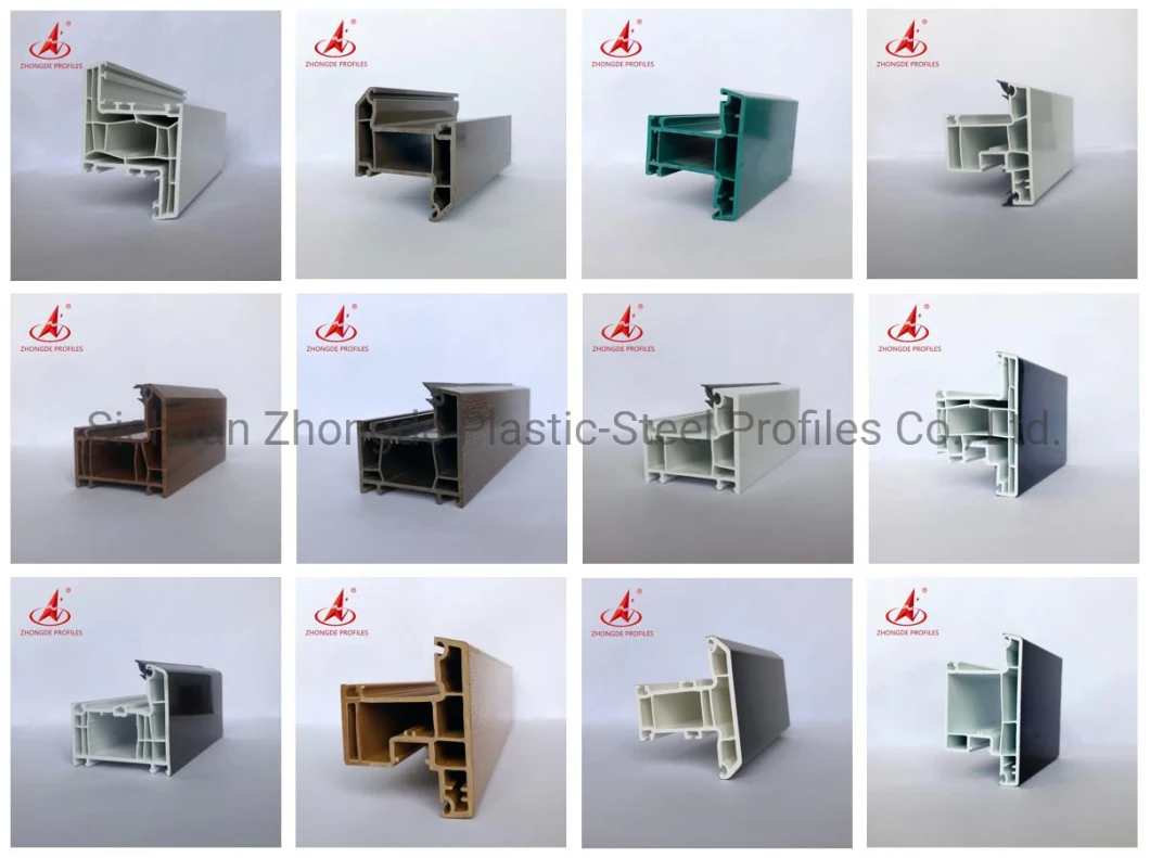 Chinese Zhongde UPVC Leadfree Profiles OEM/ODM All Types of Moulds Plastic Profiles Extrusion/Extruded Profiles for Casement Sliding Windows Doors.